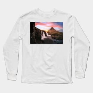 Kirkjufell Mountain Painting Long Sleeve T-Shirt